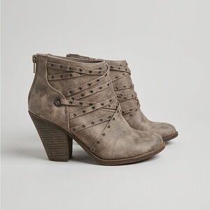 Fergalicious Taupe Studded Wrap Ankle Booties
